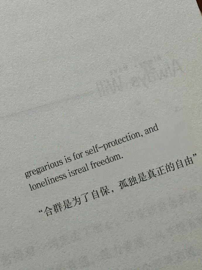 “ 合群是为了自保，孤独是真正的自由。” ​ ​​​