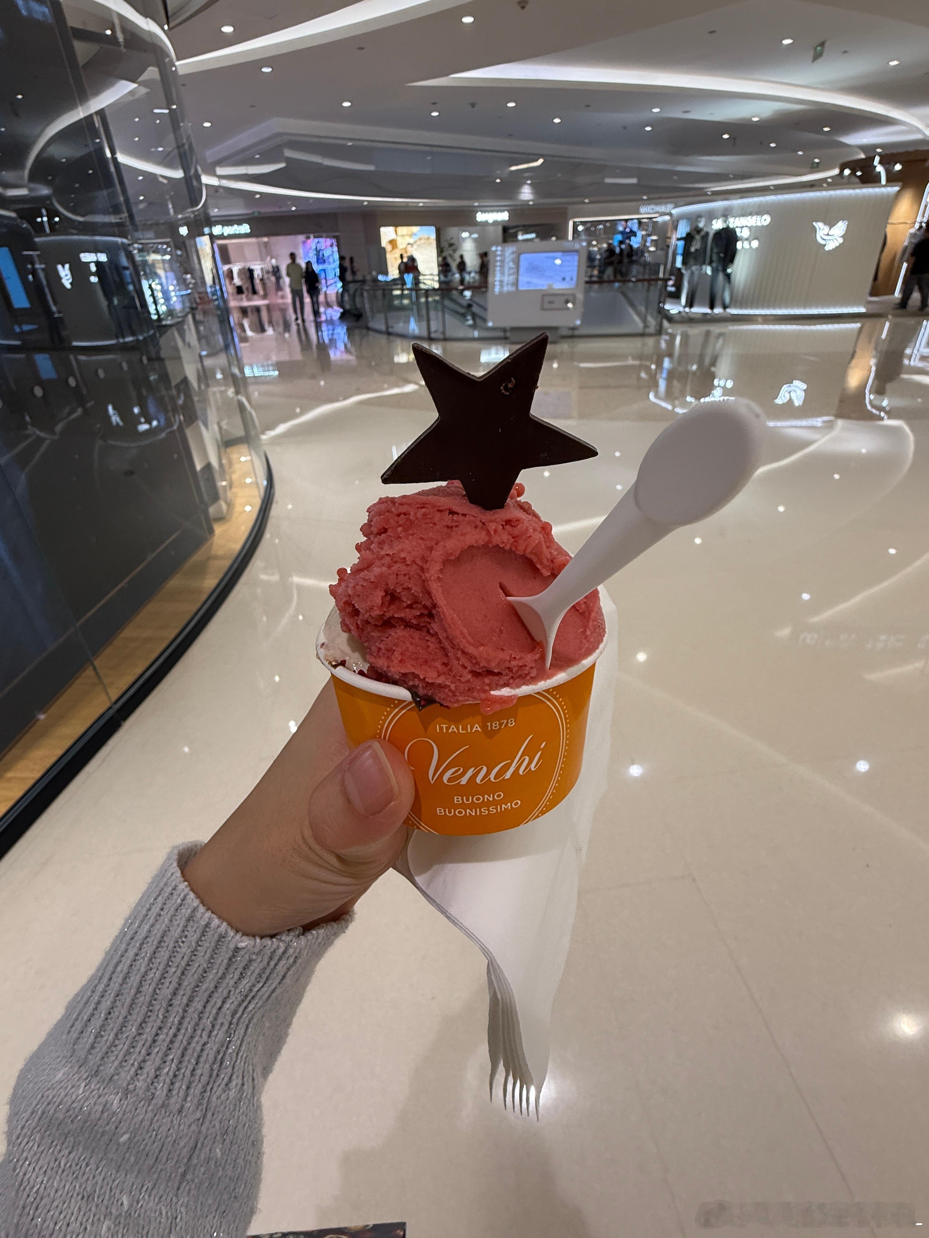 今天的消除小肚计划失败Venchi的榛子味冰淇淋好好吃[馋嘴] ​​​