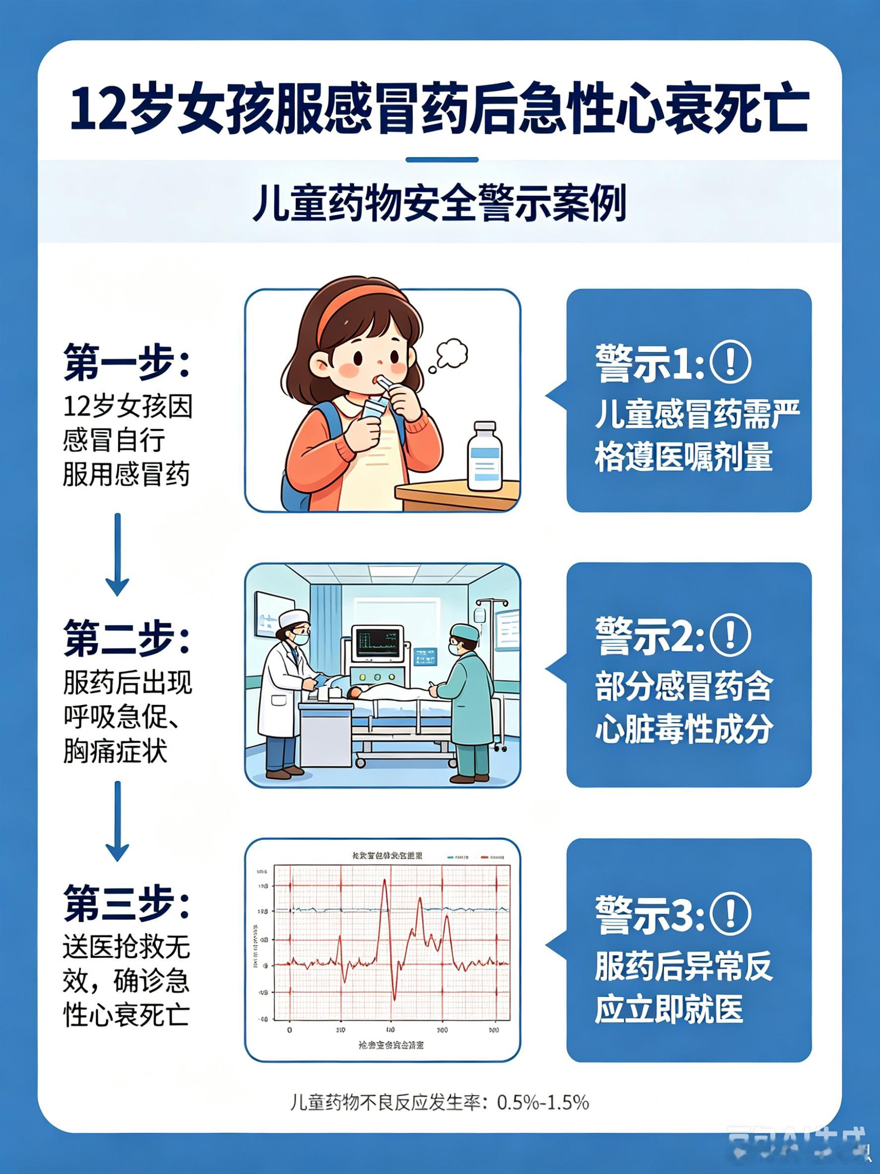 12岁女孩服感冒药后急性心衰死亡5月1日，吉林松原长岭县，12岁女孩吕嘉琪的生命