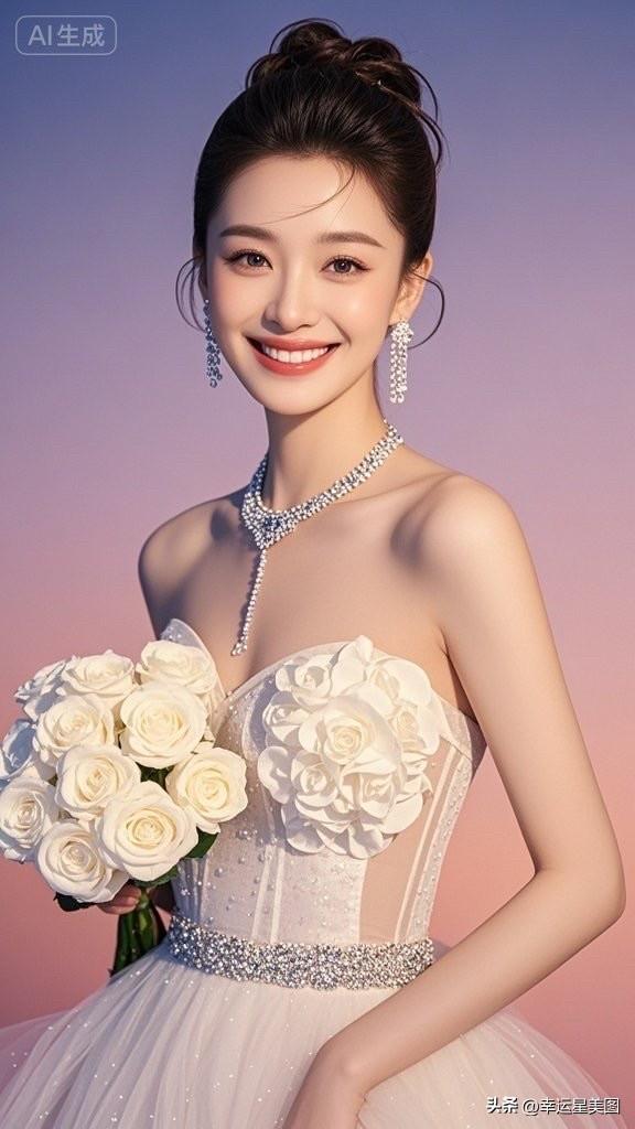 梦幻婚纱照，优雅公主风，甜美笑容，浪漫氛围