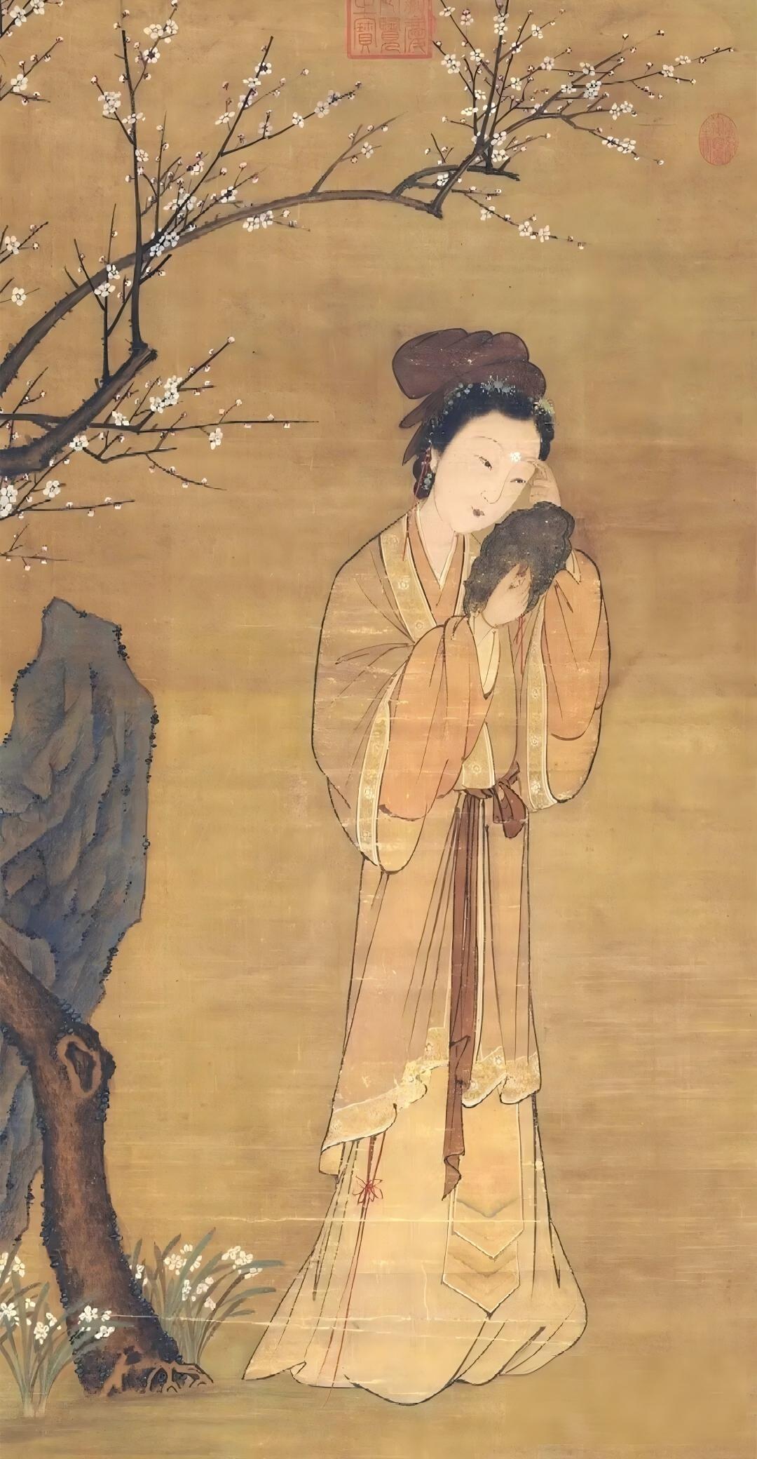 这个600多年前的元代美人，有没有惊艳到你？有点“对镜帖花黄”的味道！