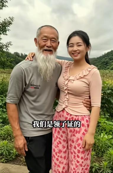 看起来像爷孙俩，但据说这是现实生活中的一对合法夫妻，也就是说是领了结婚证的。从网