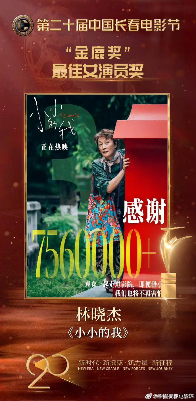 第二十届中国长春电影节最佳女演员奖：《小小的我》林晓杰，恭喜刘春和外婆获奖！林晓