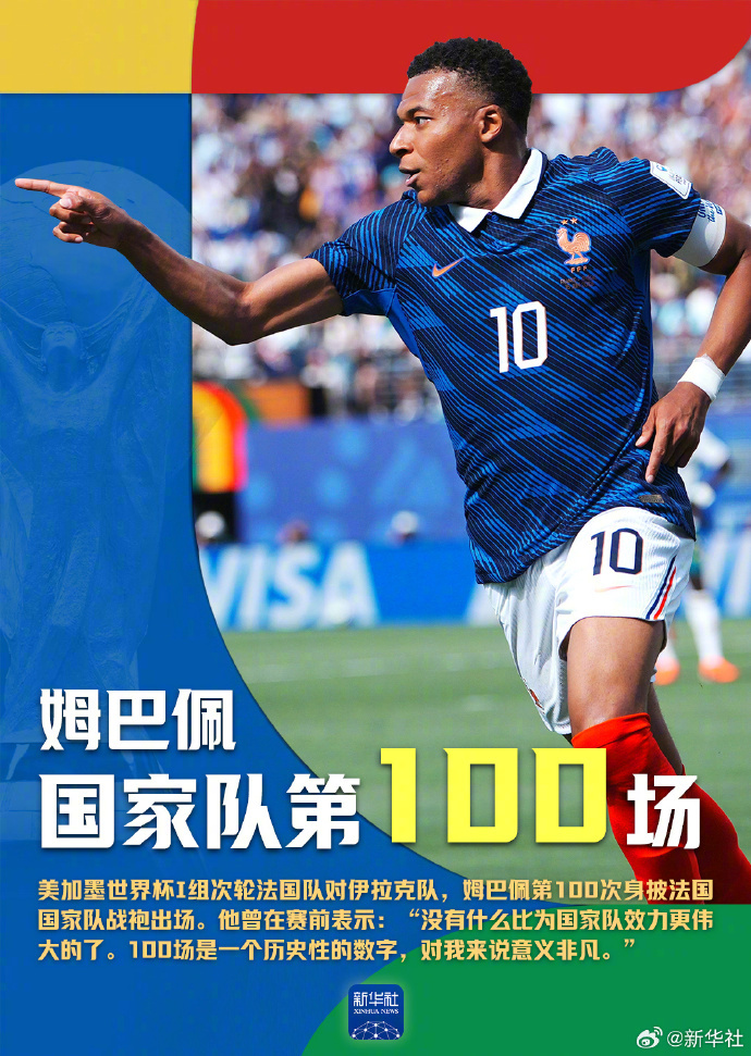 #姆巴佩国家队第100场出战##图说世界杯#【姆巴佩第100次身披法国国家队战袍
