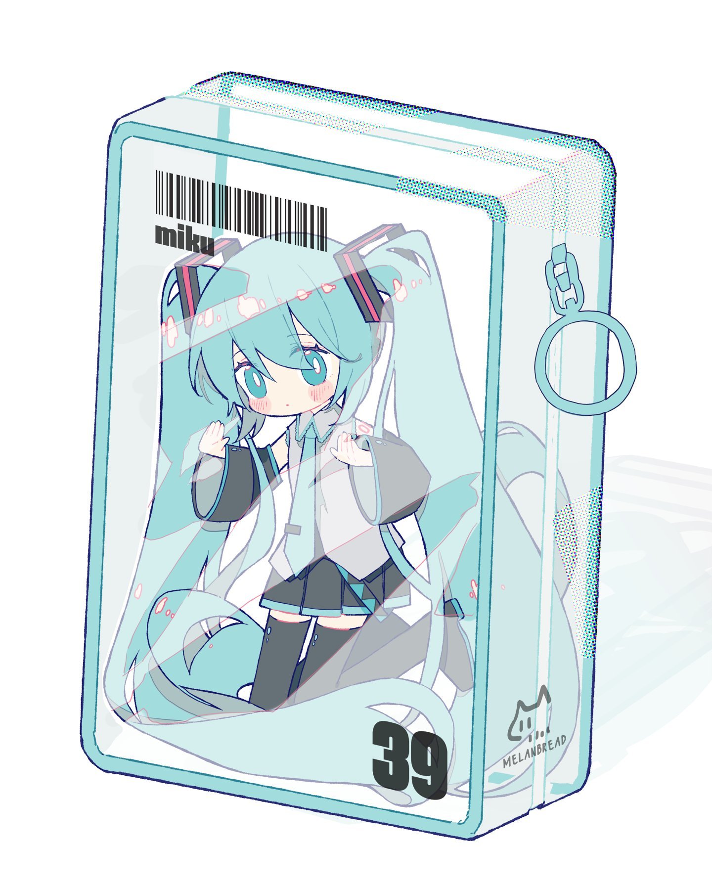 初音未来动漫 不敢想做成钥匙扣到底会有多好看.[哇]绘：Melanbread ​