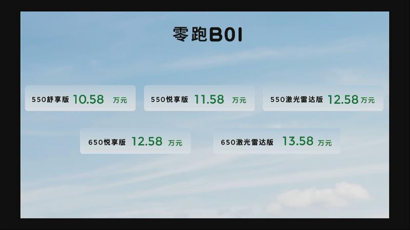 零跑B01开启预售 预售价10.58万元起