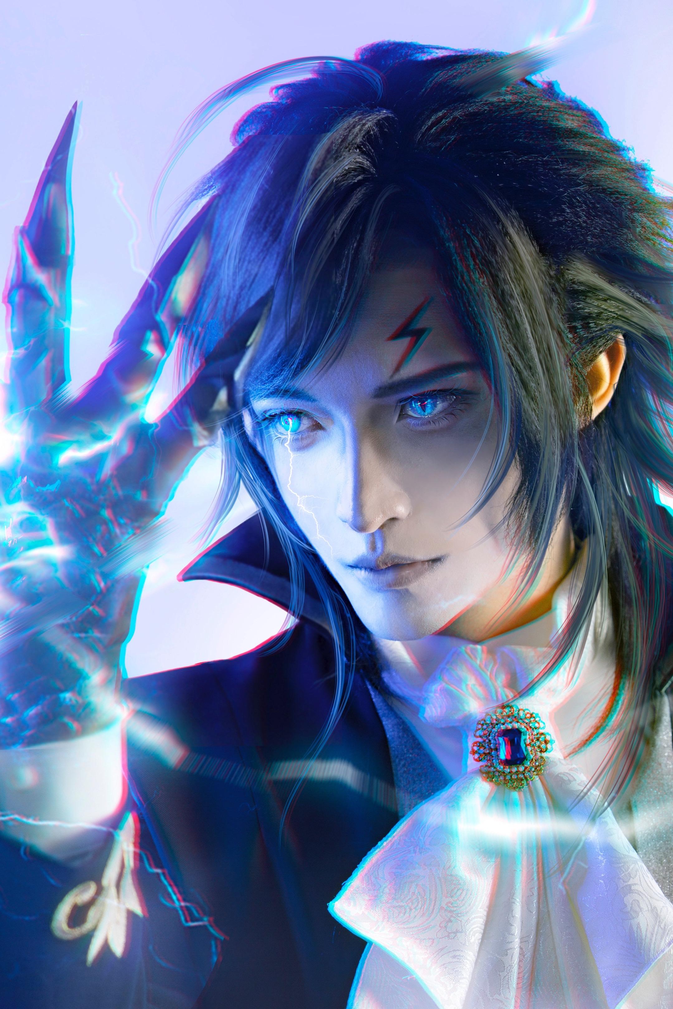 玉天恒｜龙化。做了蓝电霸王龙的龙化特效，出镜coser是