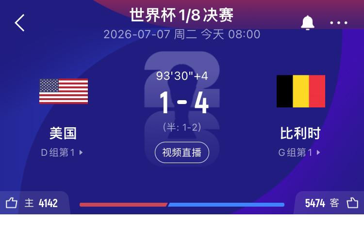 美国被比利时1:4淘汰出局，感觉特朗普的操作适得其反。

这场球美国球员心态出了