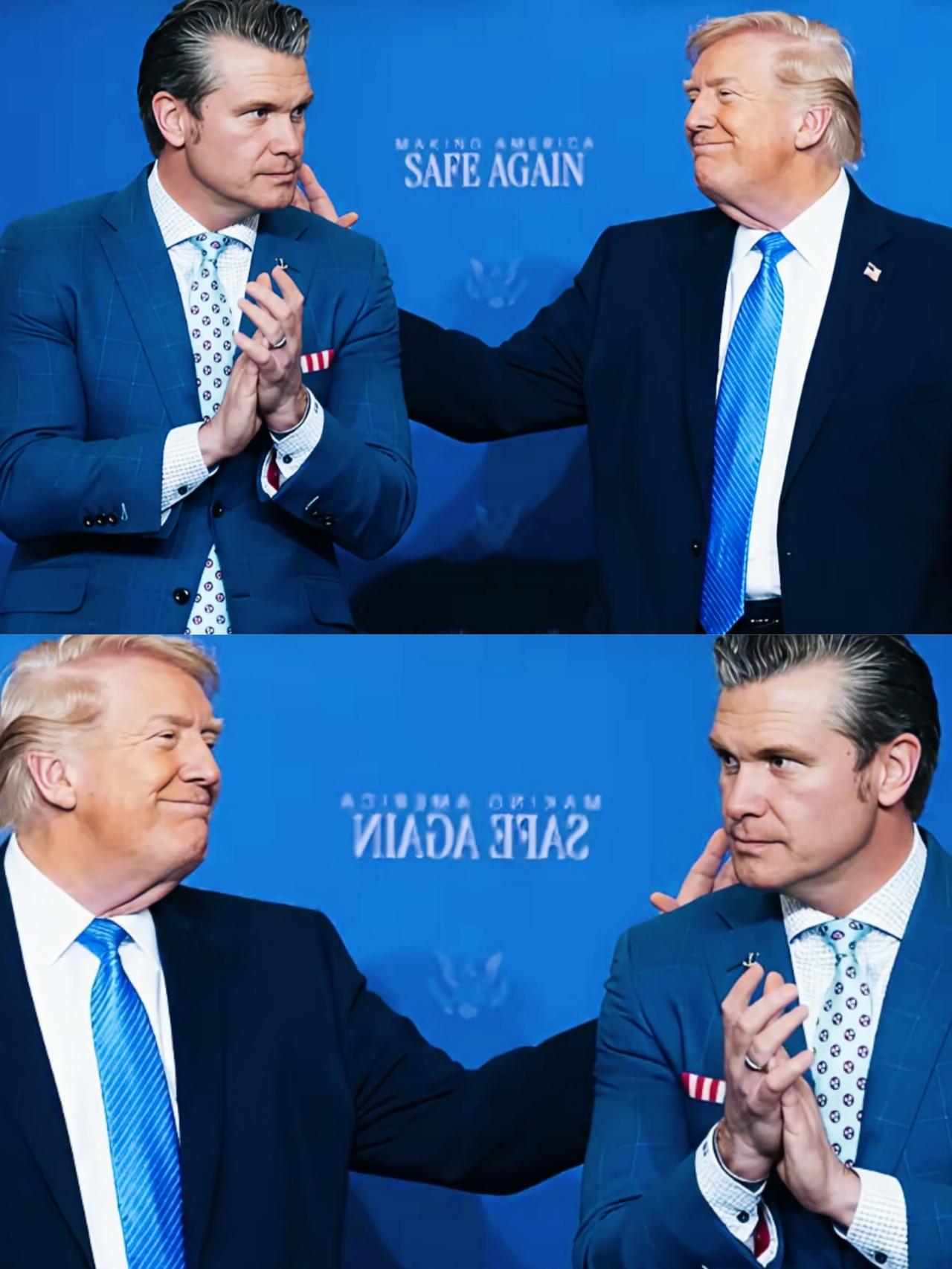 特朗普看向海格赛斯时，似笑非笑的表情是什么意思呢？
特朗普这魔幻的表情背后，心里