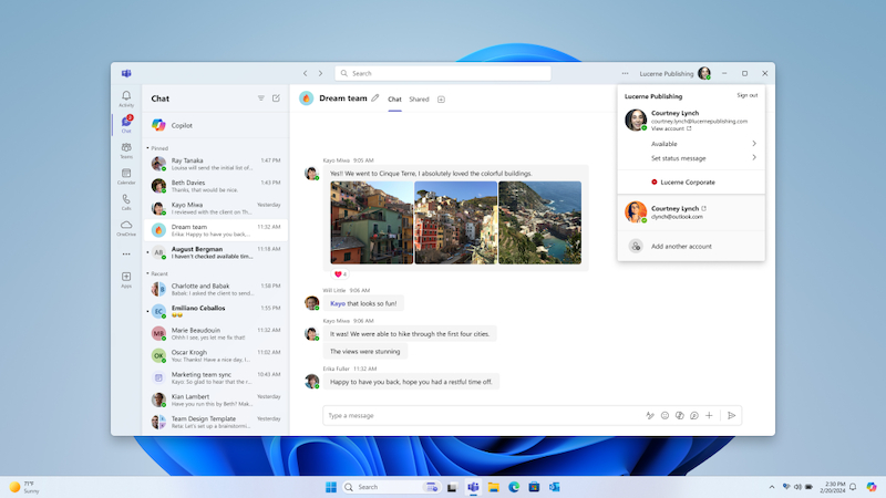 Microsoft Teams 客户端已经统一了账号登录体系，同时支持使用个人账
