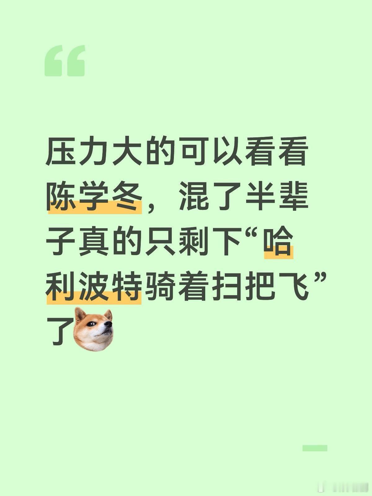 一年级 陈学冬综艺压力大的可以看看陈学冬，混了半辈子真的只剩“哈利波特骑着扫把飞
