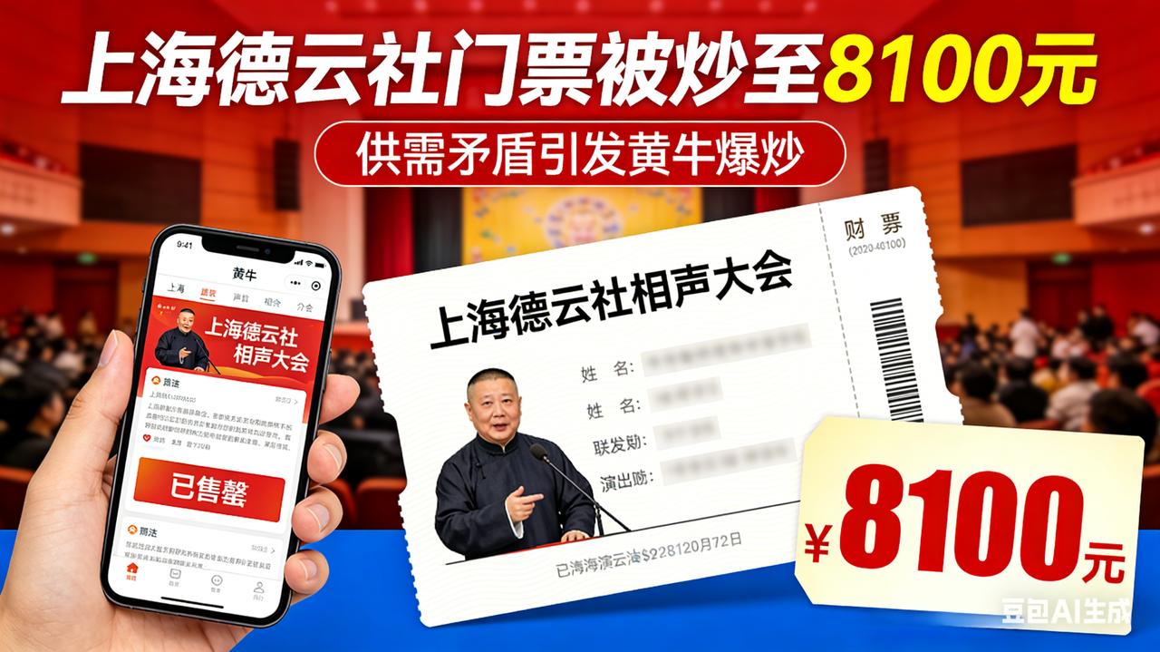 上海德云社门票炒至8100元！强实名入场，别为天价票踩坑
 
近日，上海德云社相