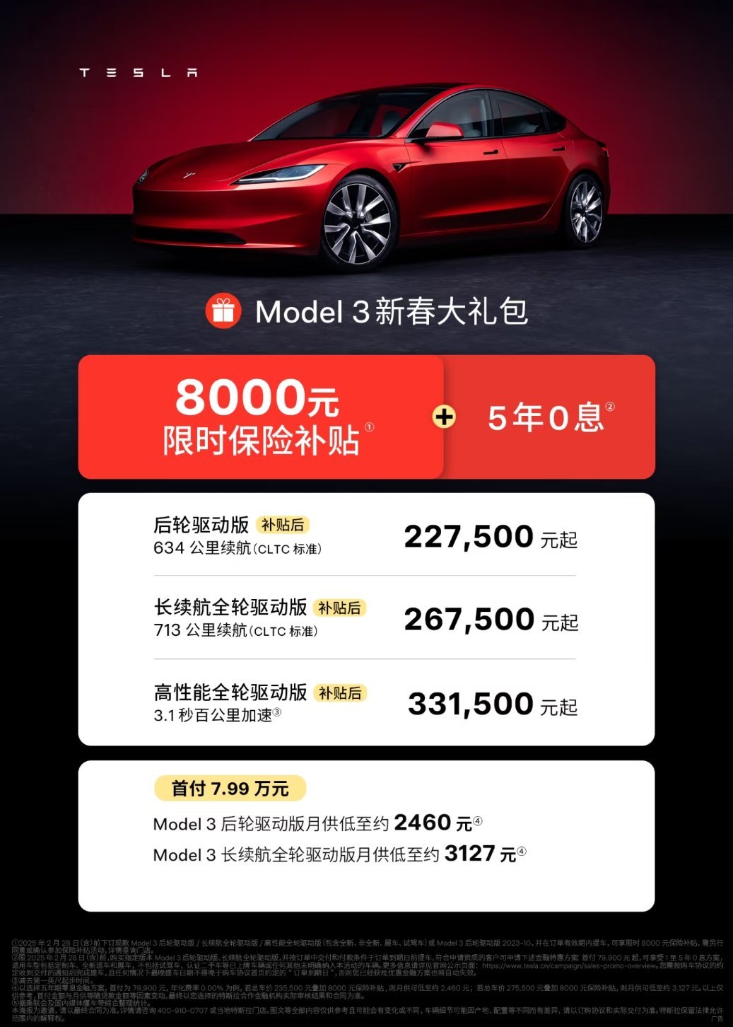 特斯拉Model3降价8000元  不止特斯拉一家降价，各个品牌都给了“开门红”