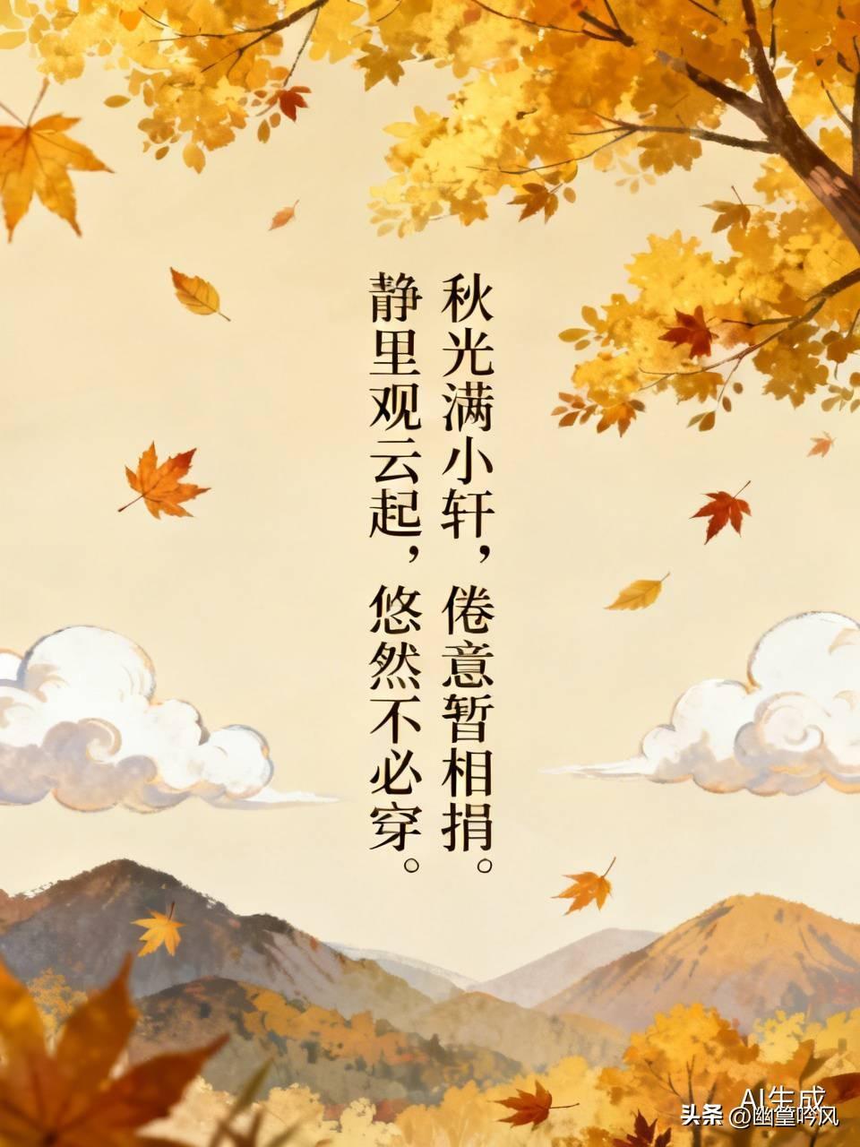 秋光满小轩，倦意暂相捐。
静里观云起，悠然不必穿。