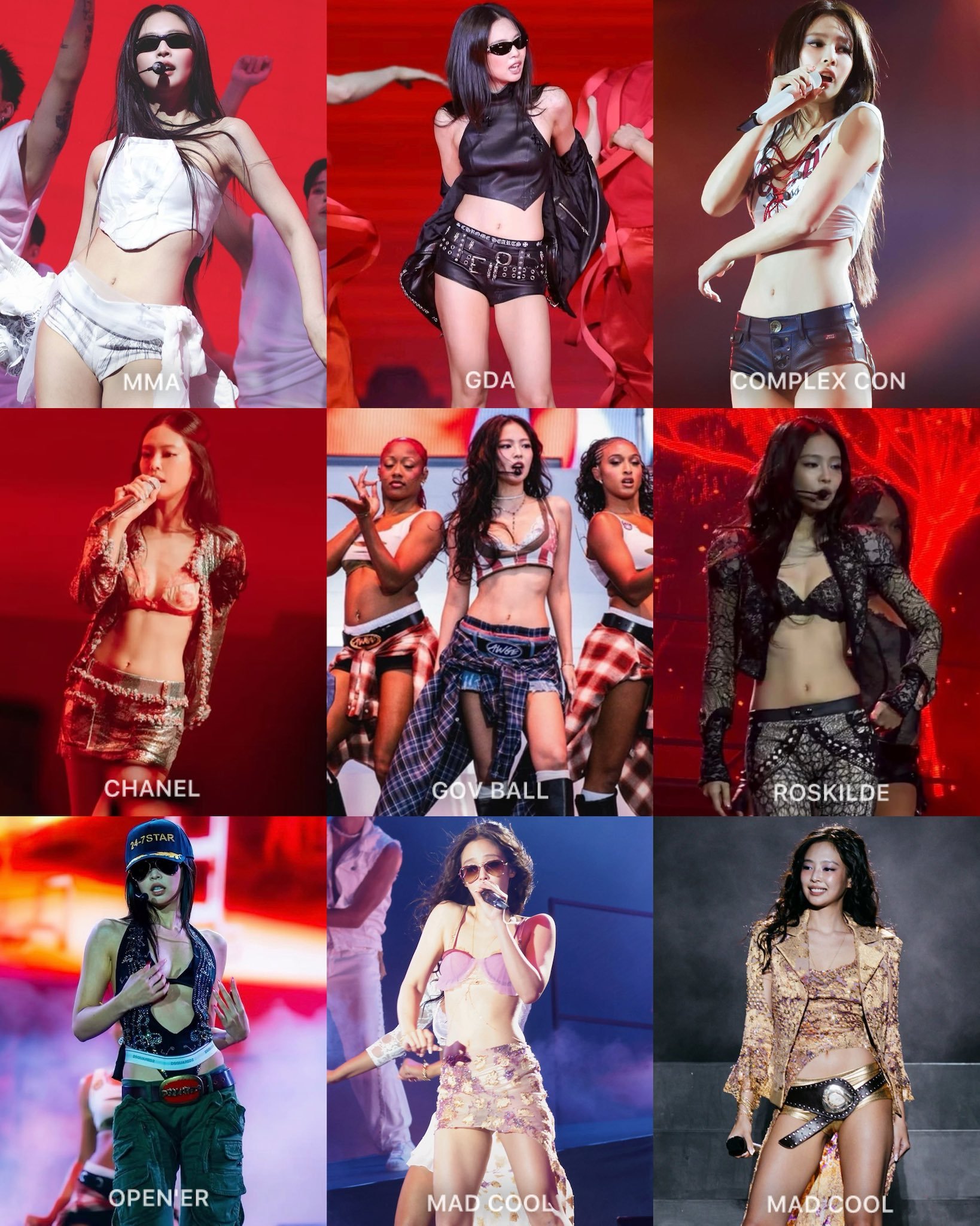 25年底到26年7月，Jennie的个人活动舞台演出造型✨场场惊艳，时髦精本精！