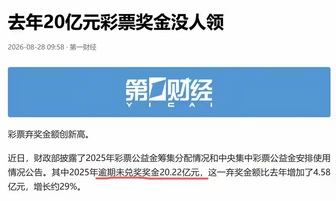 去年有20亿彩票奖金没人领！

这主要还是很多是小奖，中了小奖之后，很多人要么不