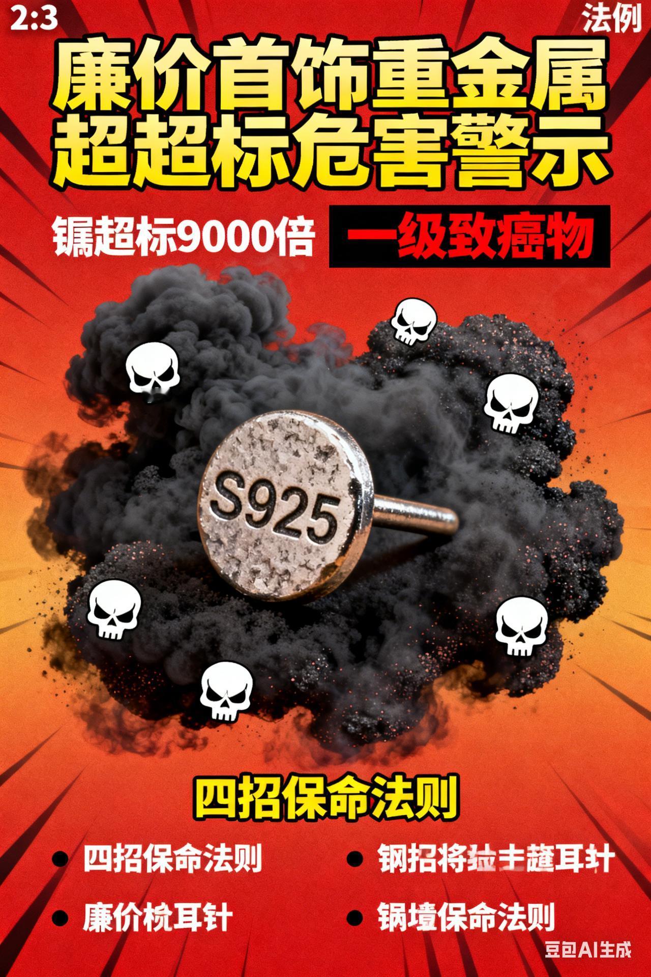 《你戴的不是S925，是索命符！重金属超标9000倍，正在悄悄致癌》
廉价首饰致