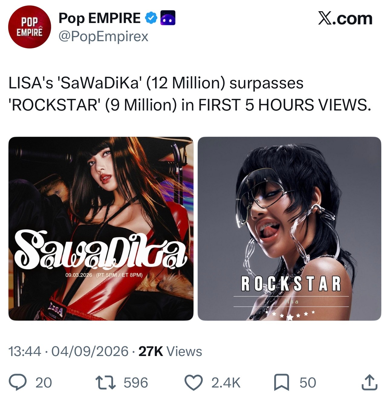 妈呀 摇滚明星当时5个小时的播放量才900万 这次萨瓦迪卡居然有1200万 看来