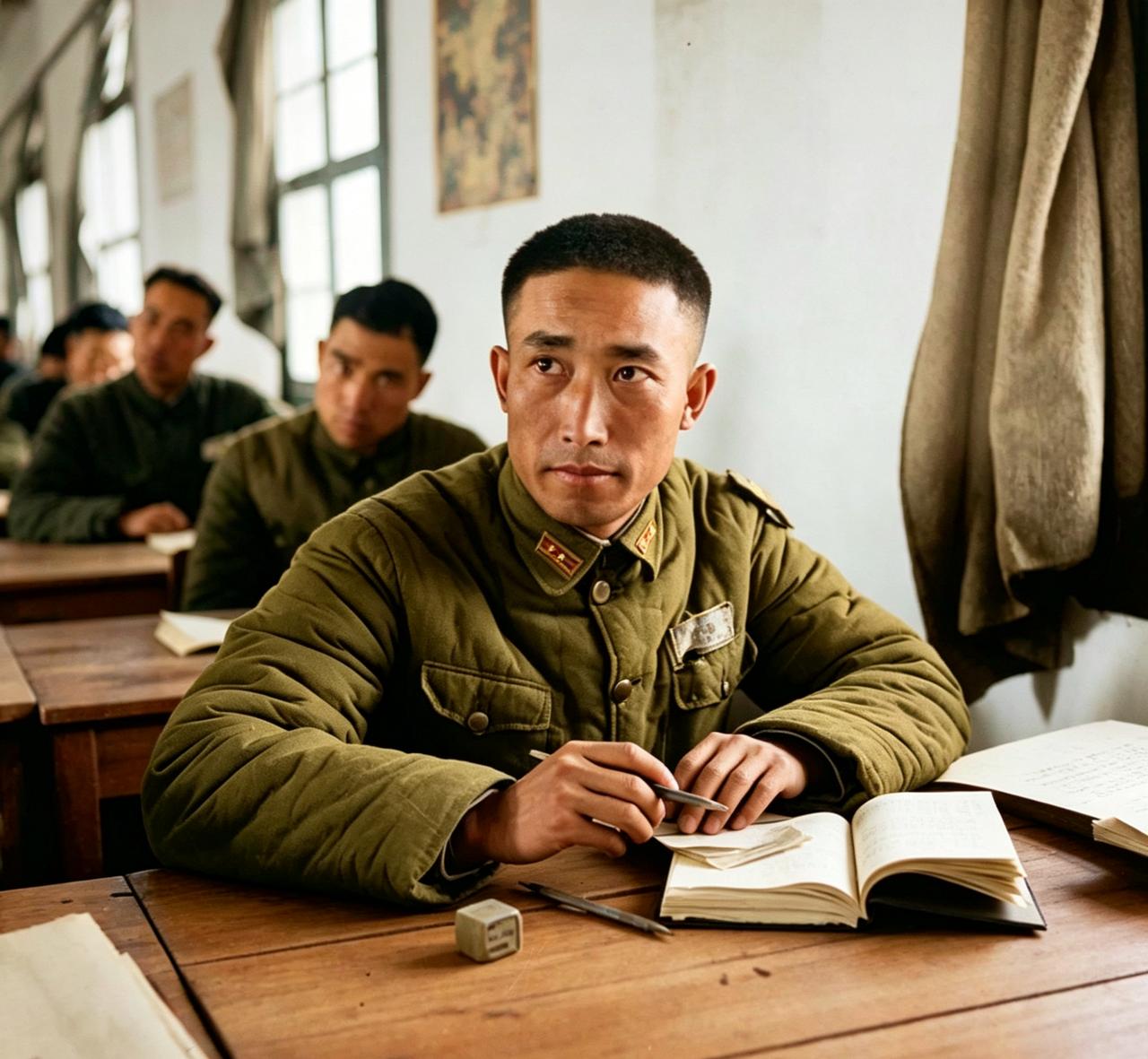 1945年3月，云南昆明，中央陆军军官学校（黄埔军校）第五分校的年轻军官学员。由