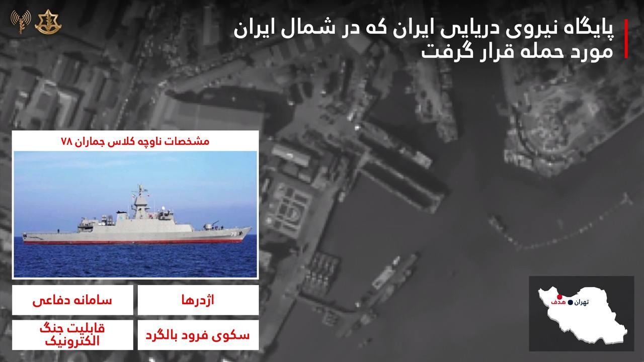 伊朗海军“贾马兰”号护卫舰在伊朗北部里海沿岸的安扎利港被命中摧毁，这应该是伊朗海