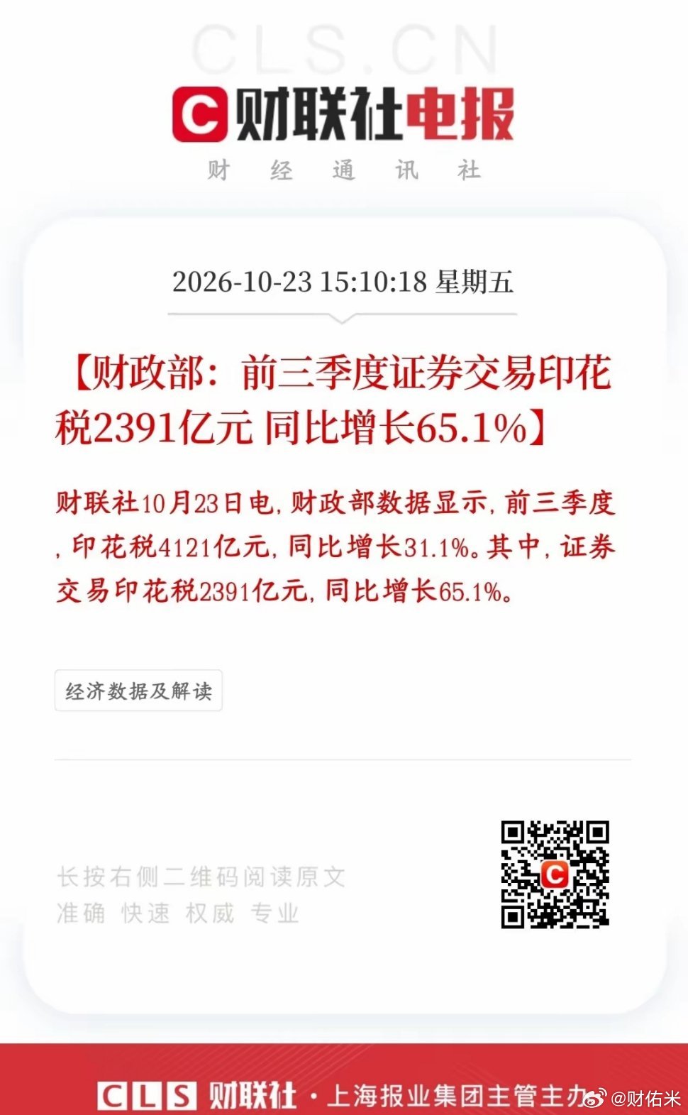 证券印花税又增涨了，说明A股交易还是很活跃的么前三季度一共收的证券交易印花税是2