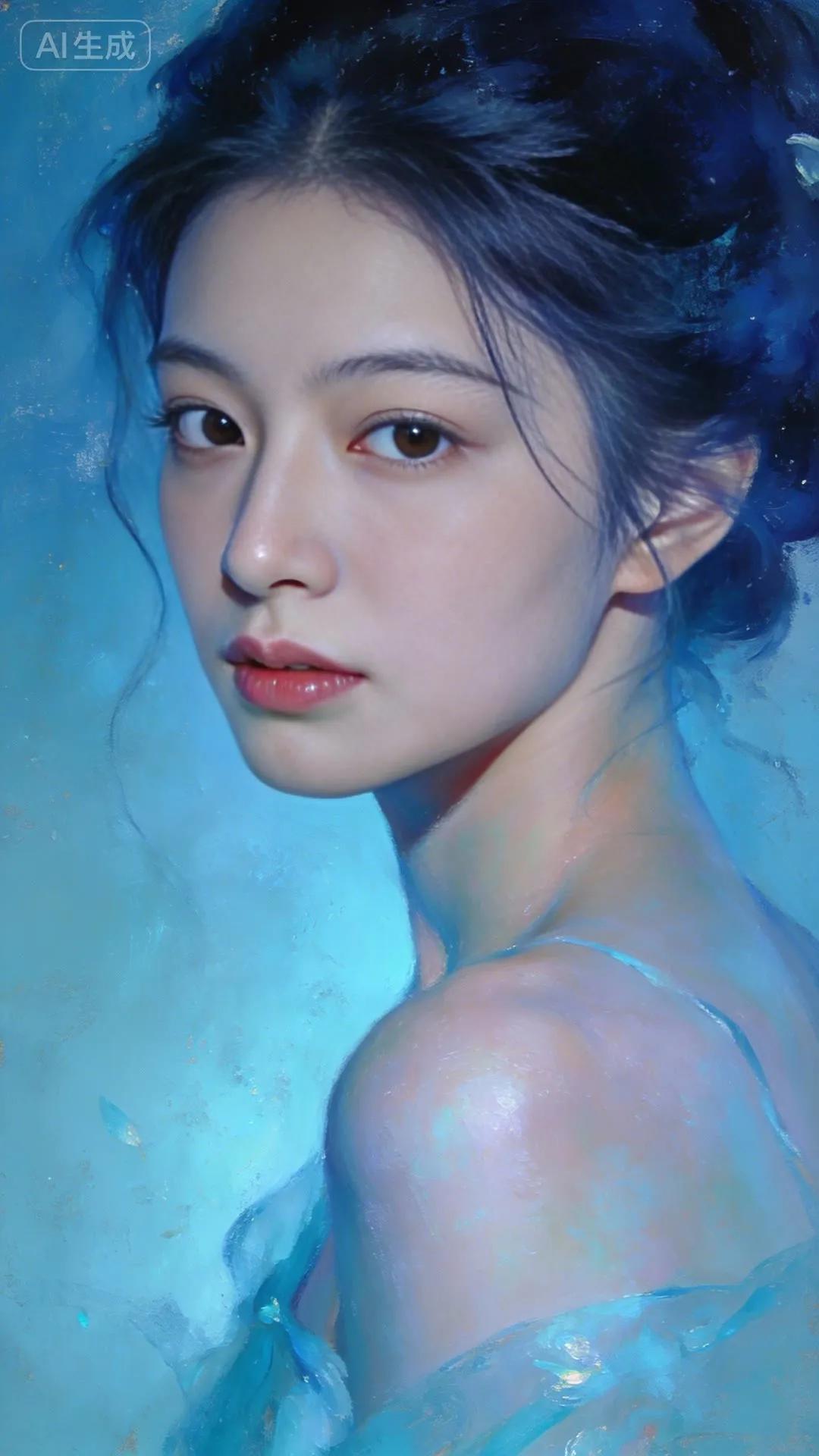 蓝衣美人，似水年华。