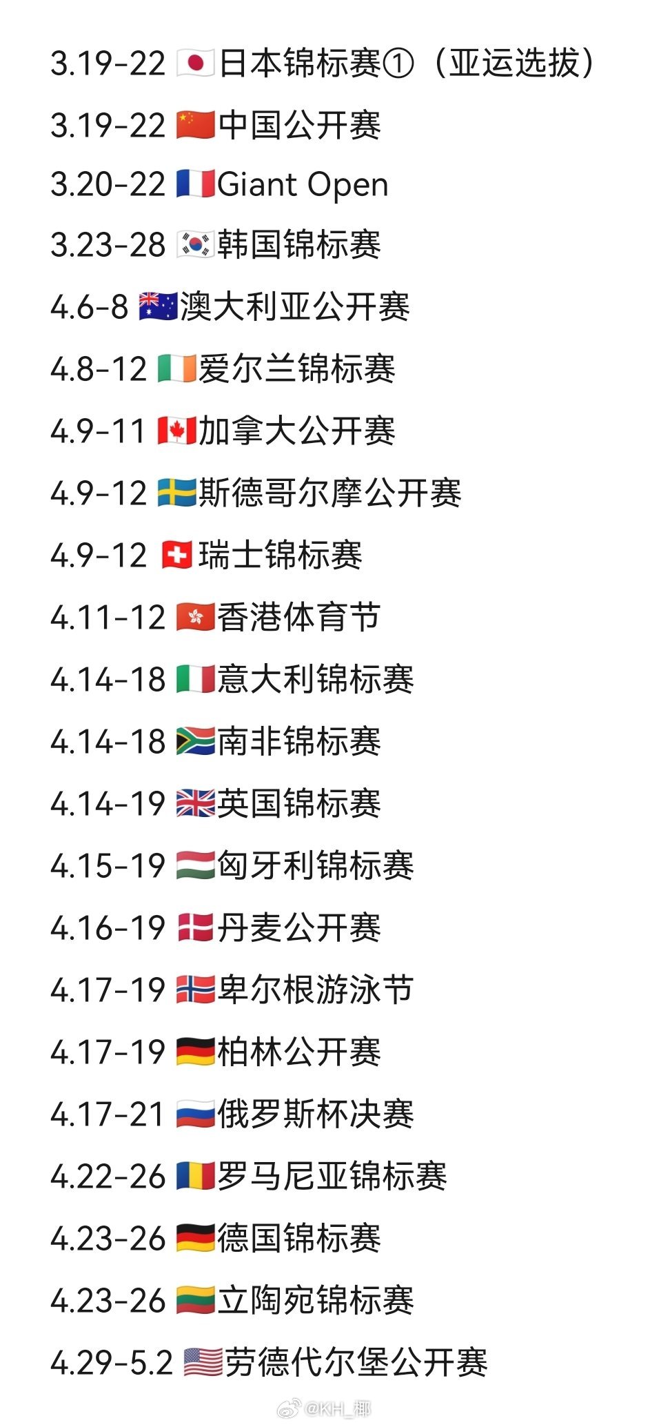 2️⃣0️⃣2️⃣6️⃣长池游泳赛季重要比赛日历🗓 