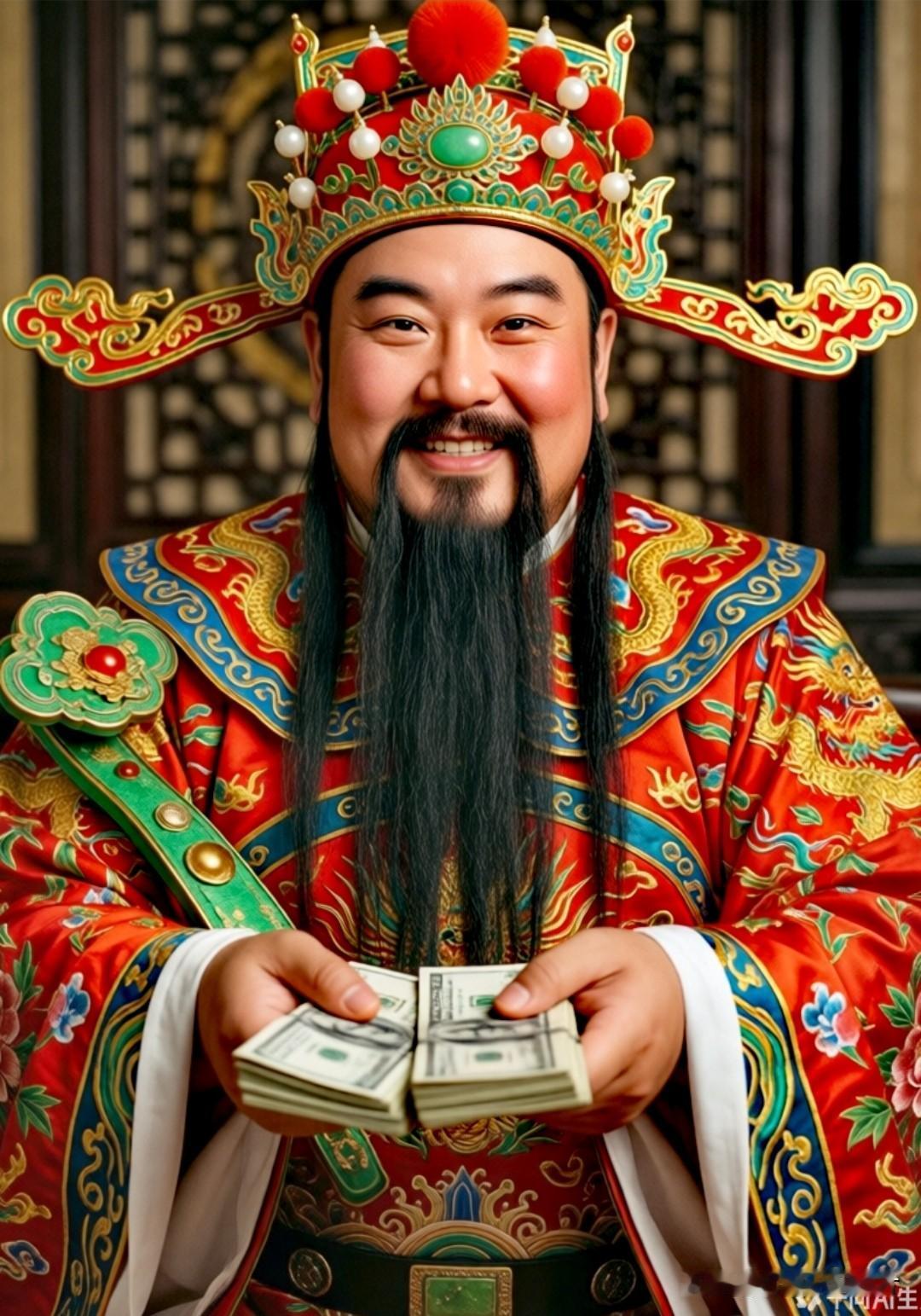 财神送钱来，新年发大财。