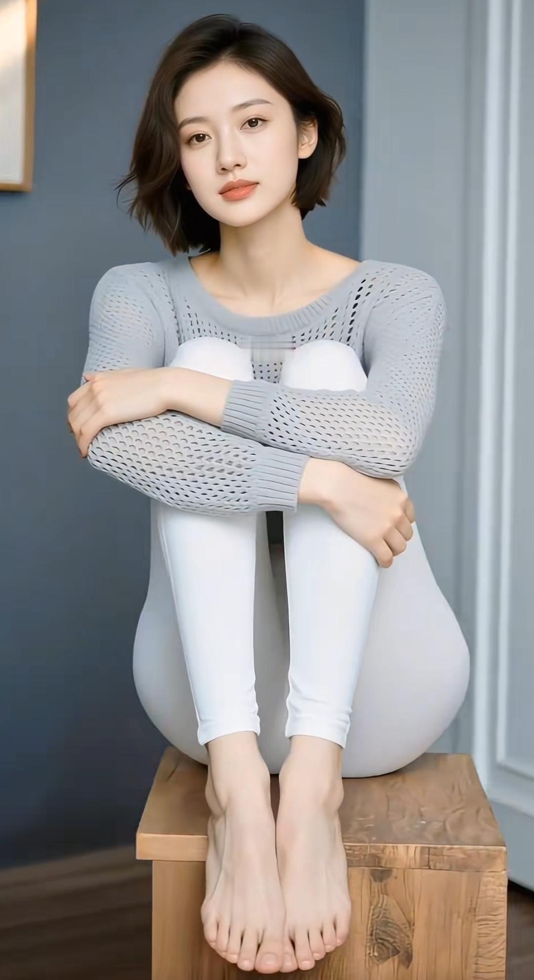 温柔冬日穿搭，灰色毛衣+白色打底裤，舒适又时尚！好看的打底裤怎么搭配才好看呢?