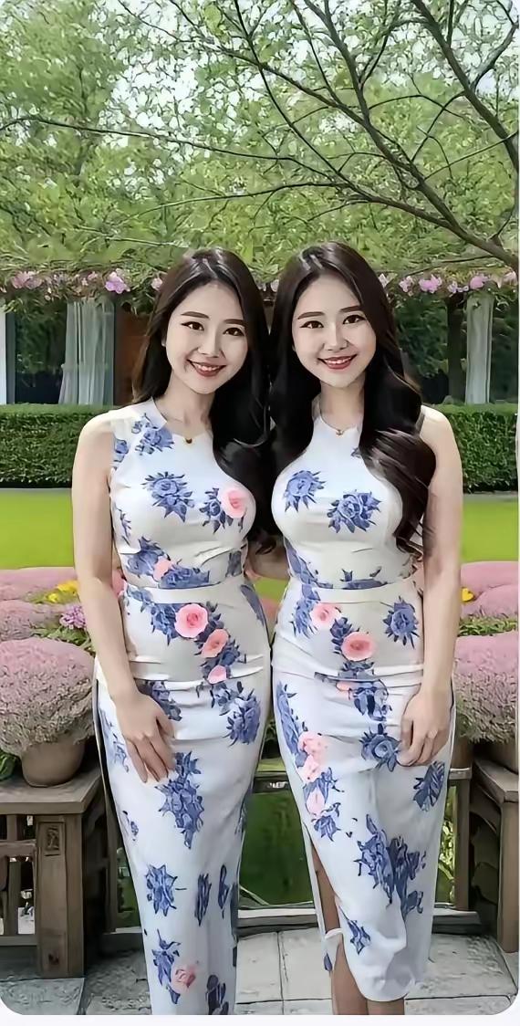 天净沙·姊妹花
双生并蒂娇娃，
风姿一样清雅。
问取郎君选哪？
难分高下，
倾心