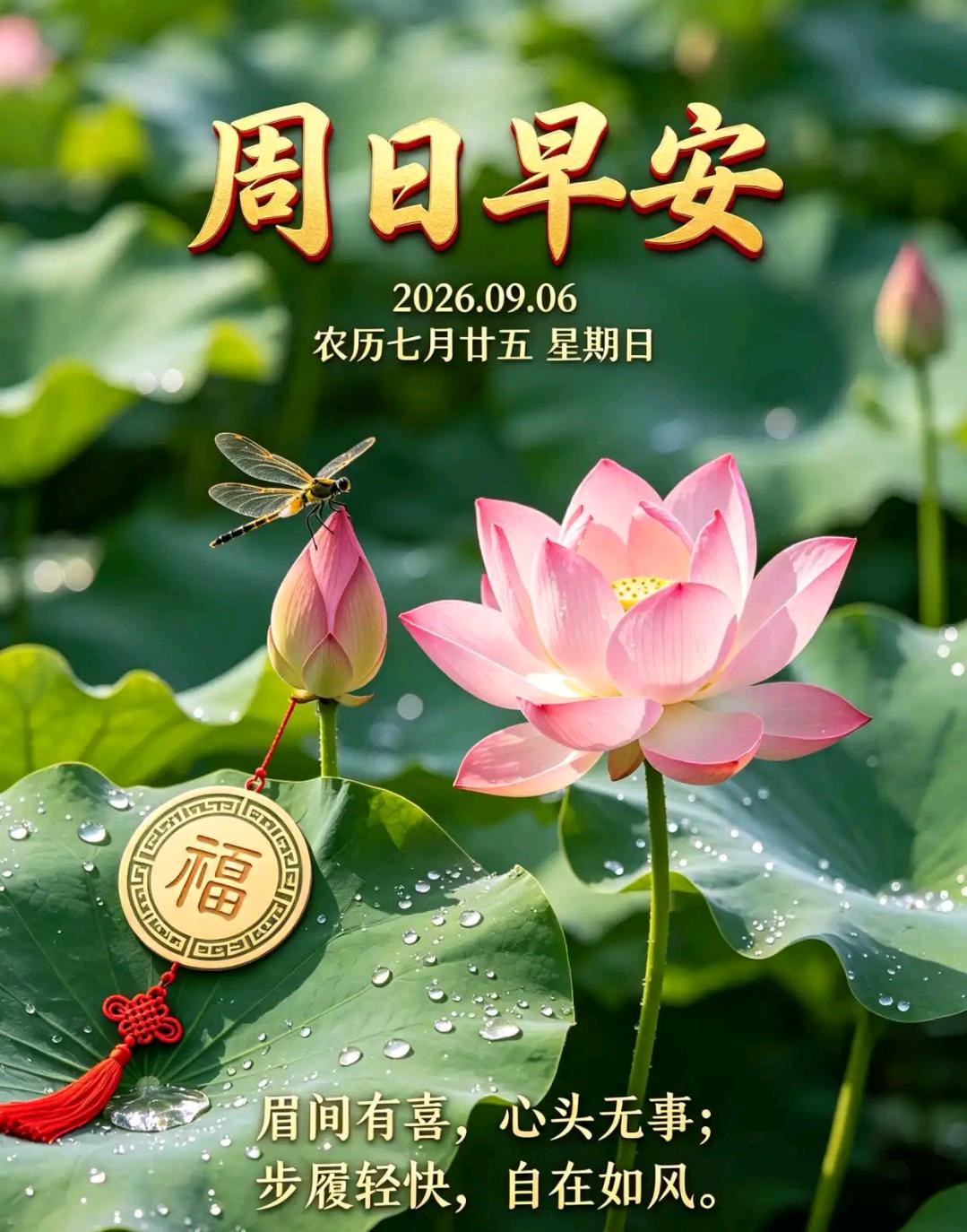 🌞早上好！今天是2026年9月6日，周日，新的一天开始，不必追赶时间的脚步，静