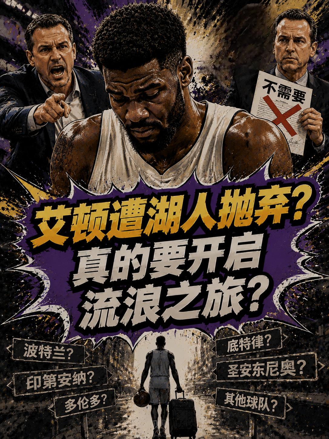 艾顿真的被湖人放弃？他真的将开启新一轮流浪之旅吗？就在近期，湖人队的名宿沃西在一