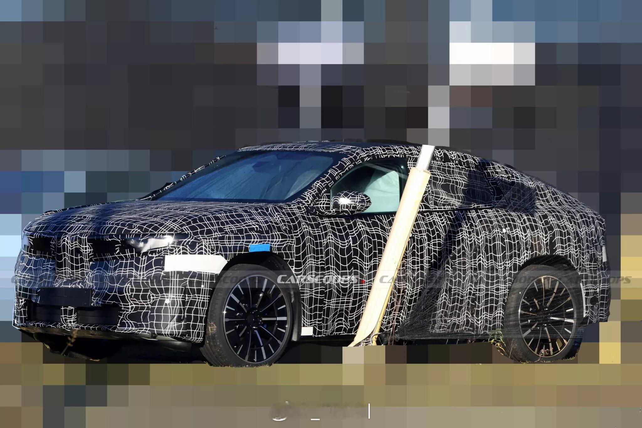 宝马[超话]宝马全新iX4谍照&渲染图 图1至图3为宝马全新iX4谍照，图4为新