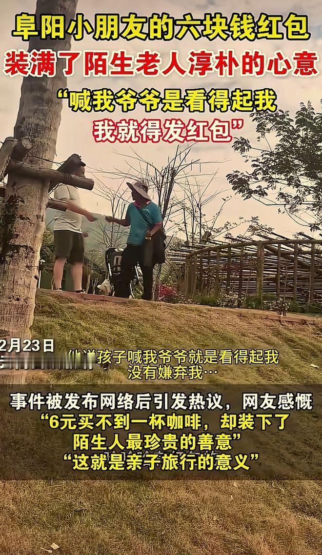 太美好了！在西双版纳的一家酒店花园里，李女士的小儿子与一位老爷爷的互动，让无数网