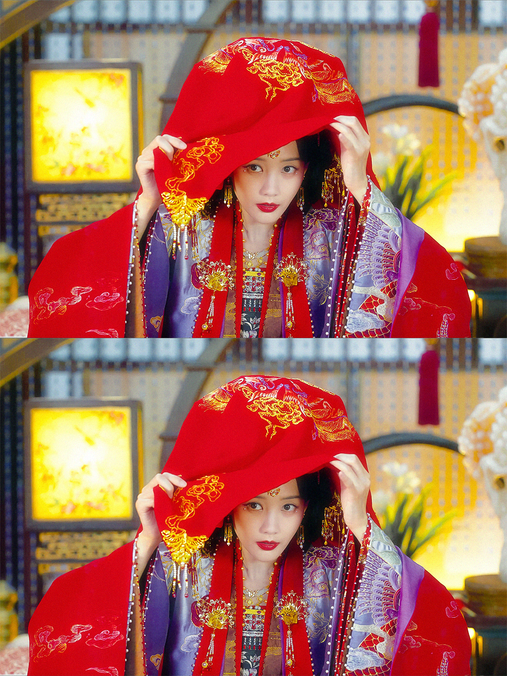 一个紫红色婚服李一桐云秀行