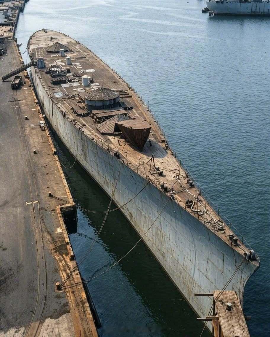 兵器影像 衣阿华级战列舰肯塔基号（BB-66）从未完工的船体，拍摄于1955年3