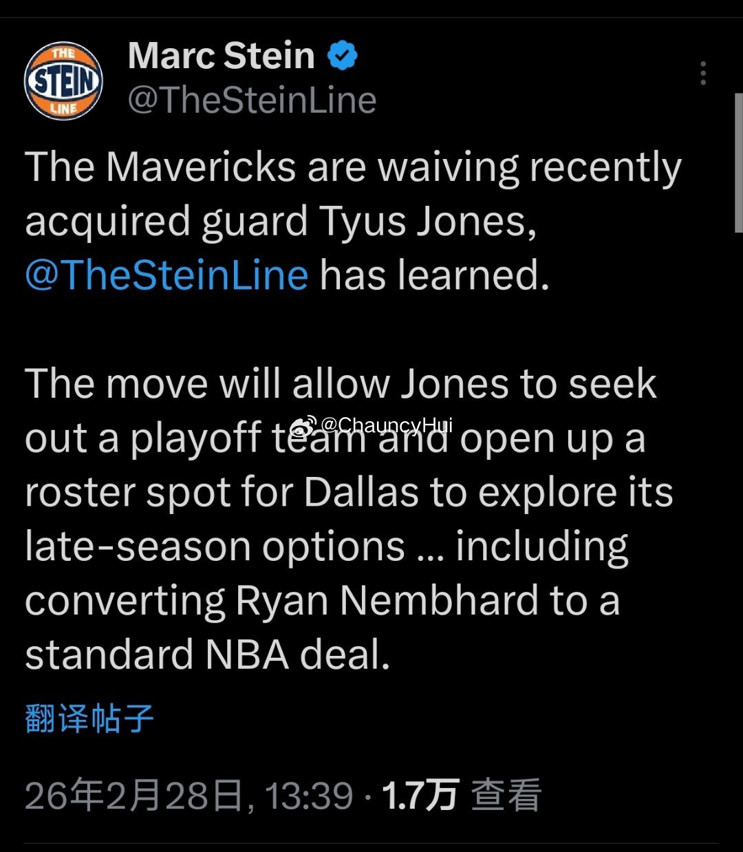 泰厄斯-琼斯被裁了 