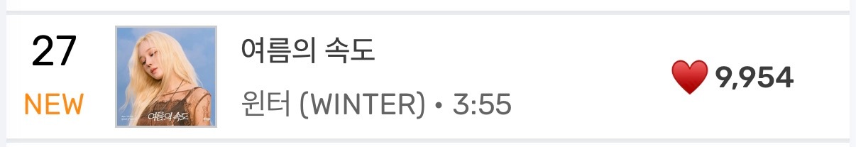 Melon空降WINTER 27位 ​​​