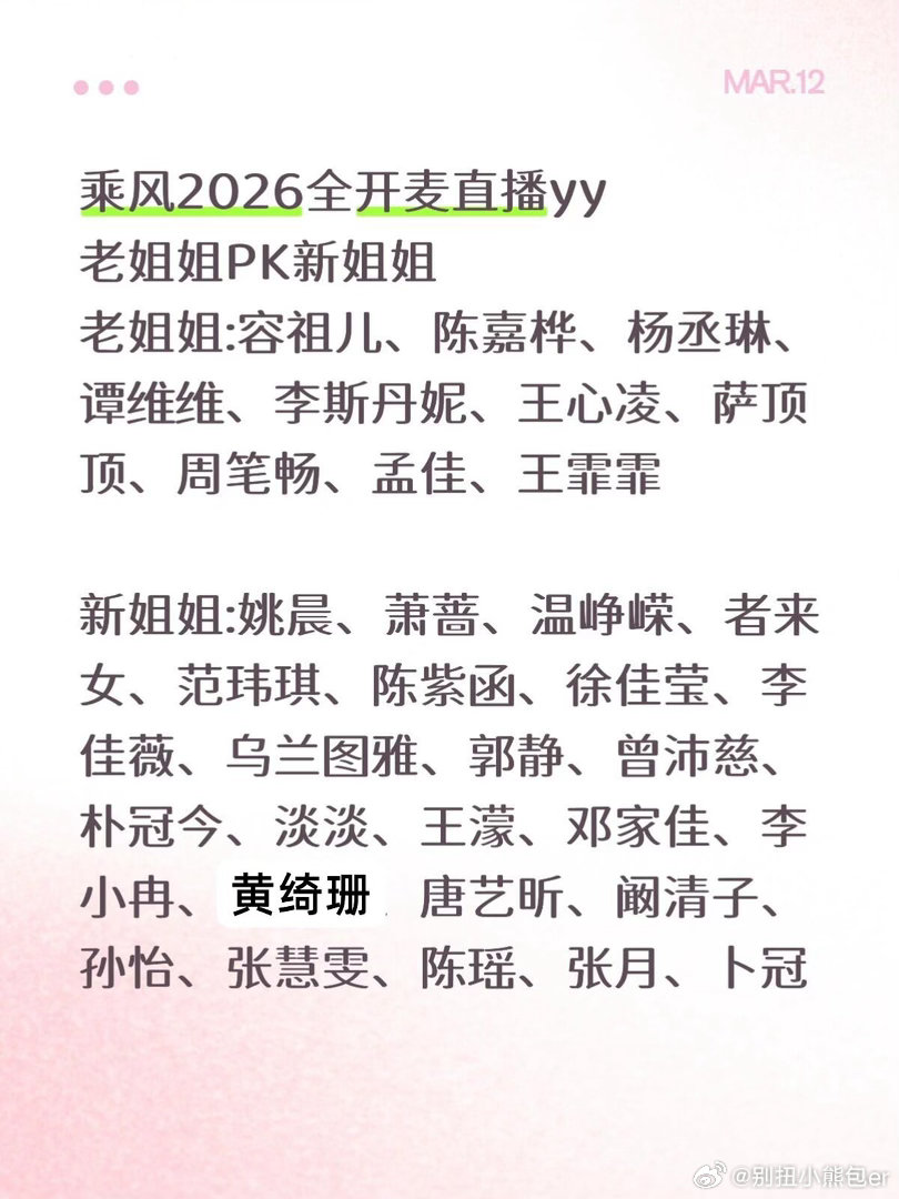 乘风2026，yy理想阵容来了这样的阵容你期待吗?乘风破浪的姐姐