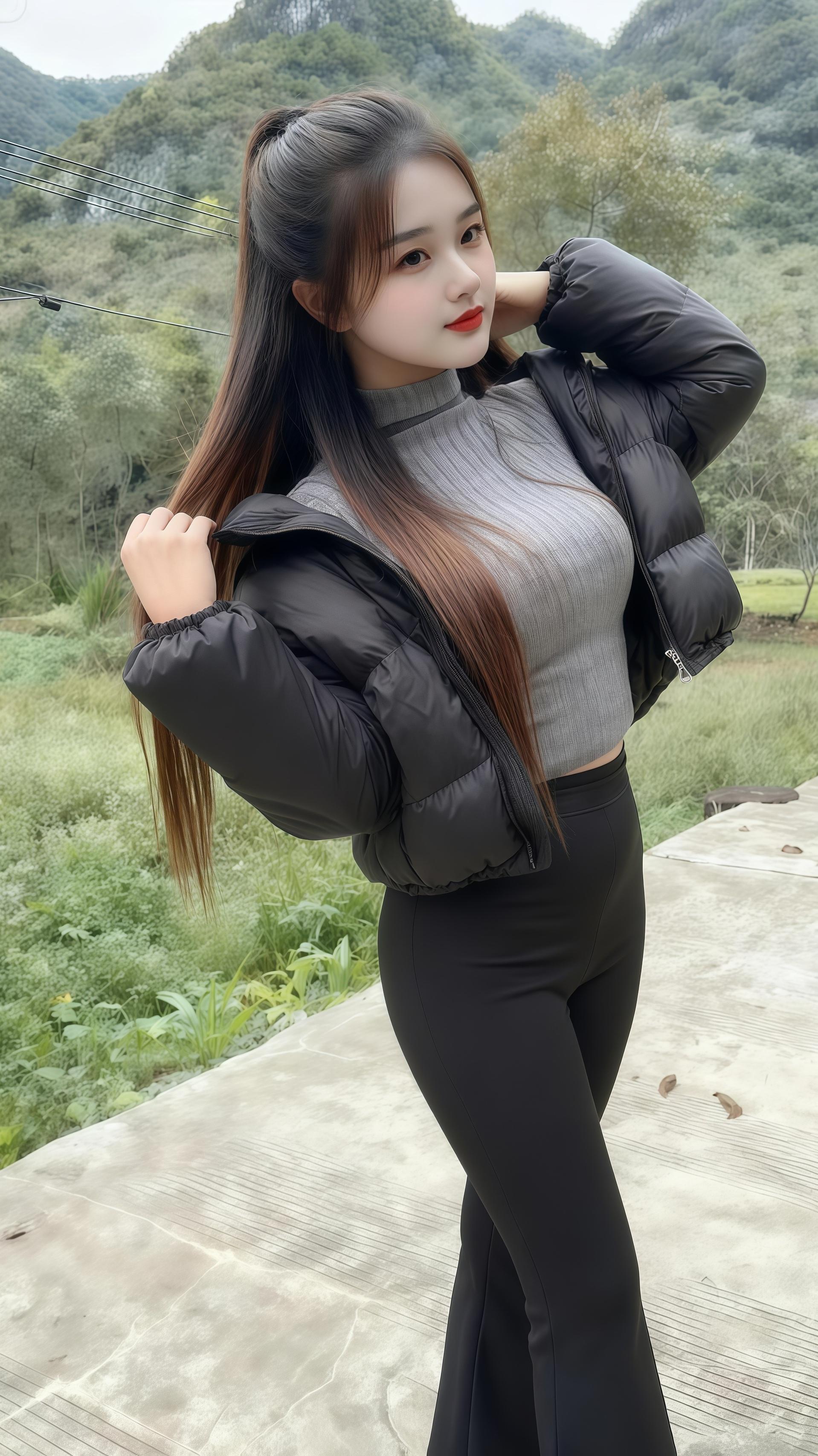 山里姑娘 紧身牛仔裤 看过来 邻家女孩 身材挑战