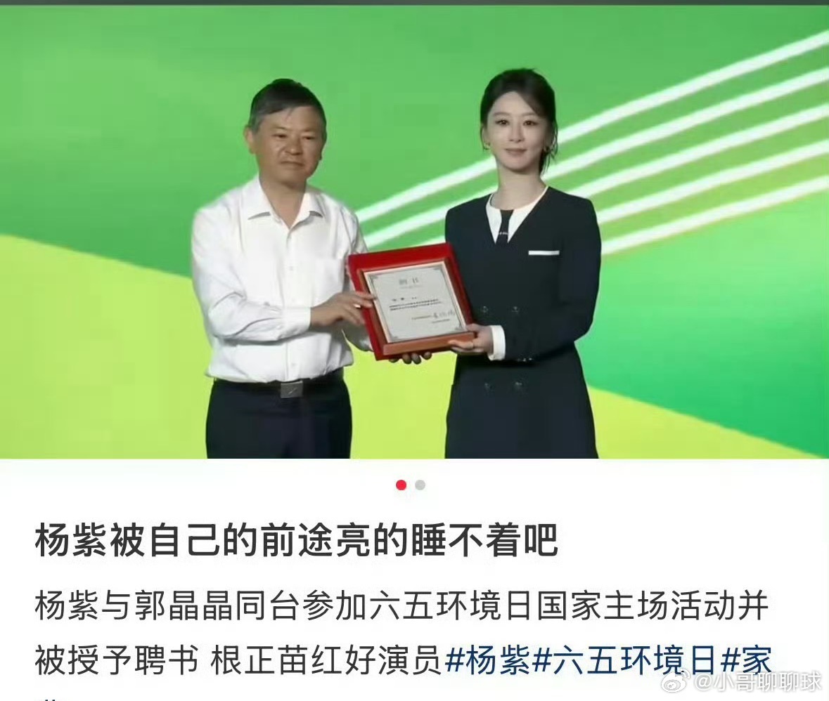 杨紫和郭晶晶一起上台领聘杨紫与郭晶晶于2026年6月5日共同受聘为2026年度“