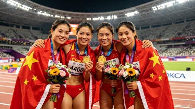 女子4×100米接力夺金，中国队成功卫冕
