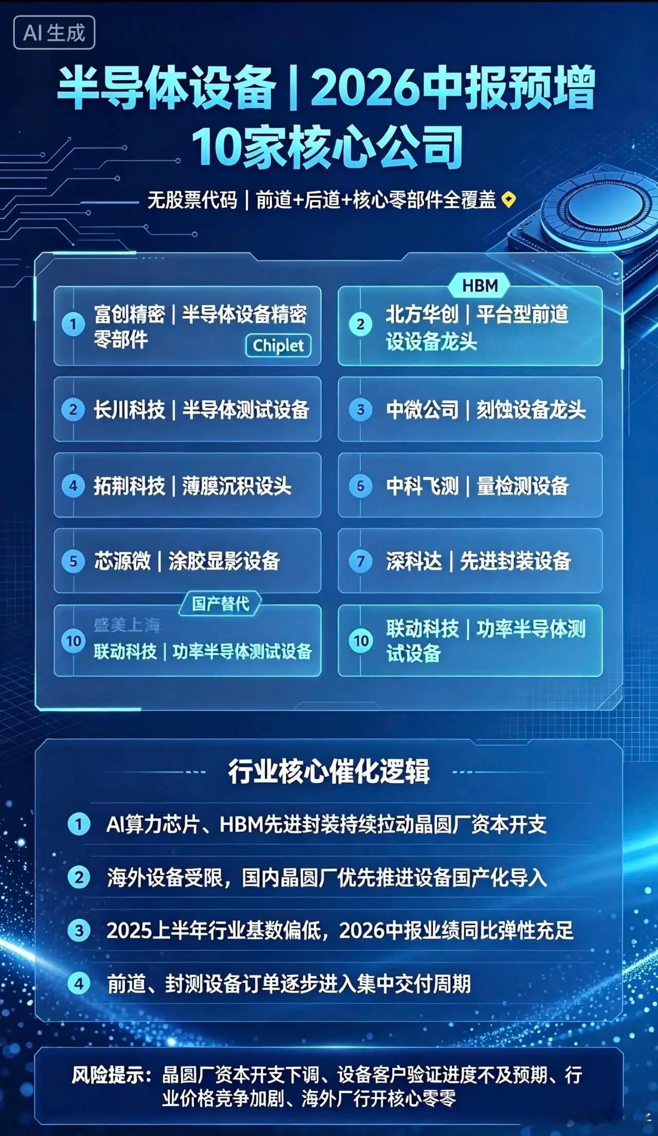 半导体设备｜2026中报预增 10家核心公司：1. 富创精密｜半导体设备精密零部