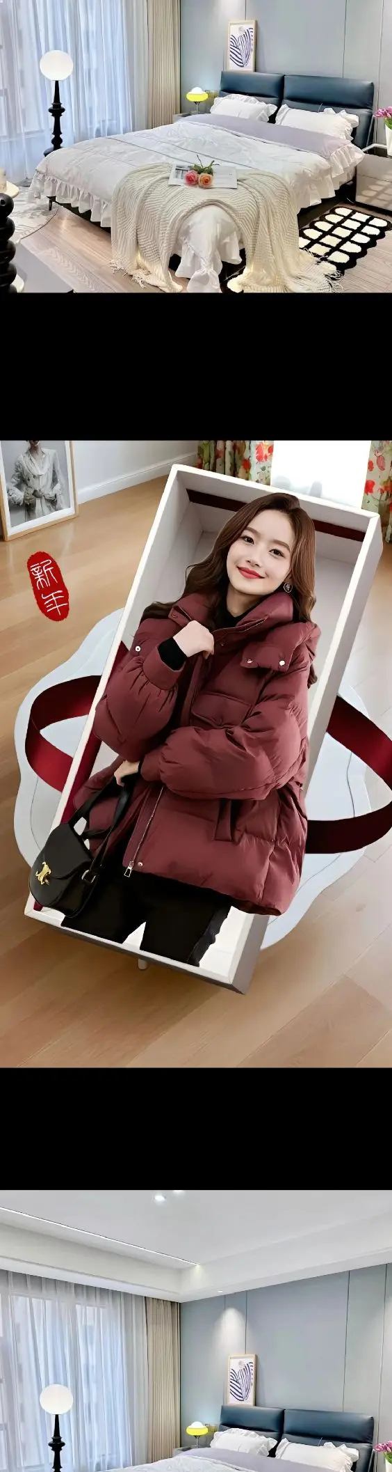 韩版中长连帽棉服，冬日的温暖与时尚担当   它那韩版独有的版型，自带一...