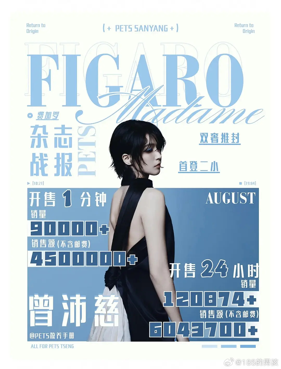 曾沛慈🥄费加罗八月刊24h销量破604w🎉位居女艺人24h实体杂志榜第12名