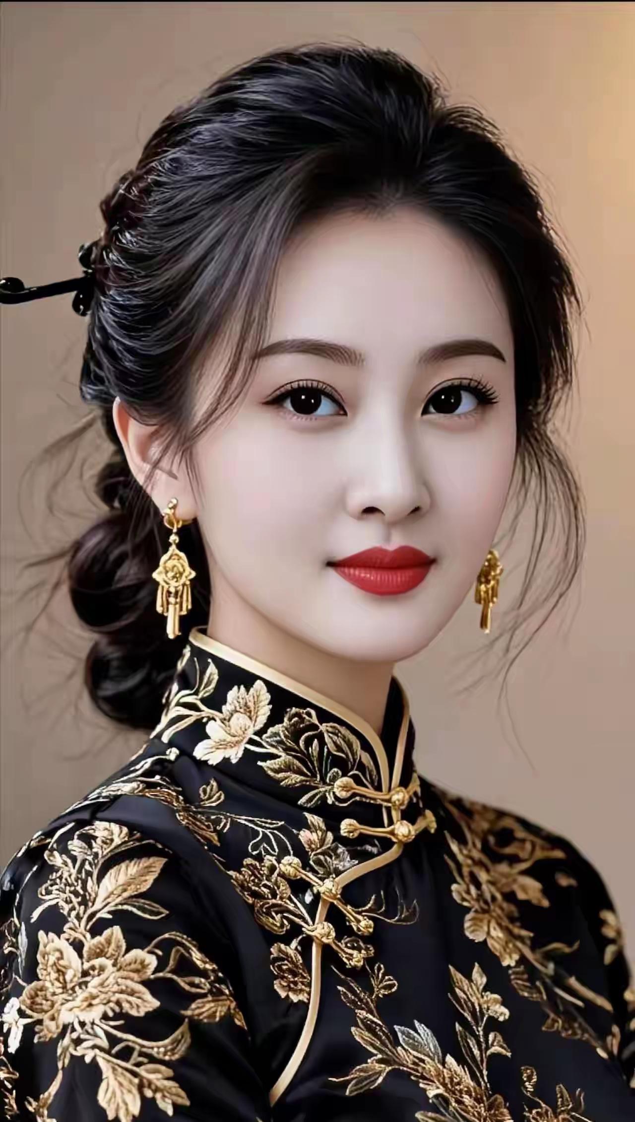 优雅黑金旗袍，复古风韵，尽显东方美！