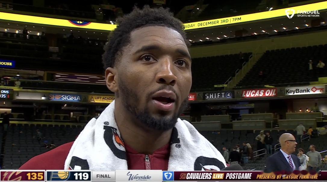 12月2日骑士135 - 119击败步行者，赛后米切尔表示今天的表现才是球队应有