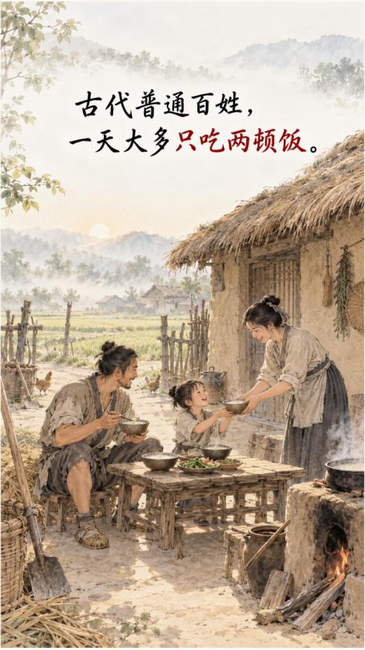 古代百姓一天竟只吃两顿饭，一日三餐的习惯，是何时才慢慢普及？ 
 
先秦到秦汉，