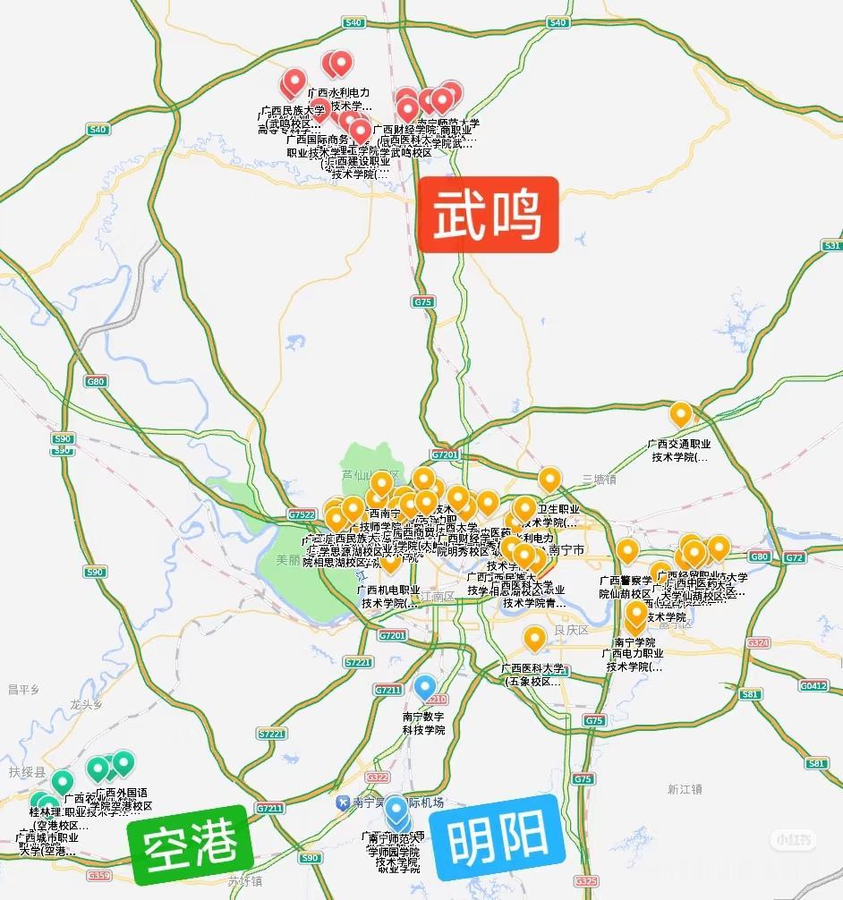 几乎所有城市新规划的校区都位于城郊，如北京良乡大学城（以前属河北）、成都温江大学