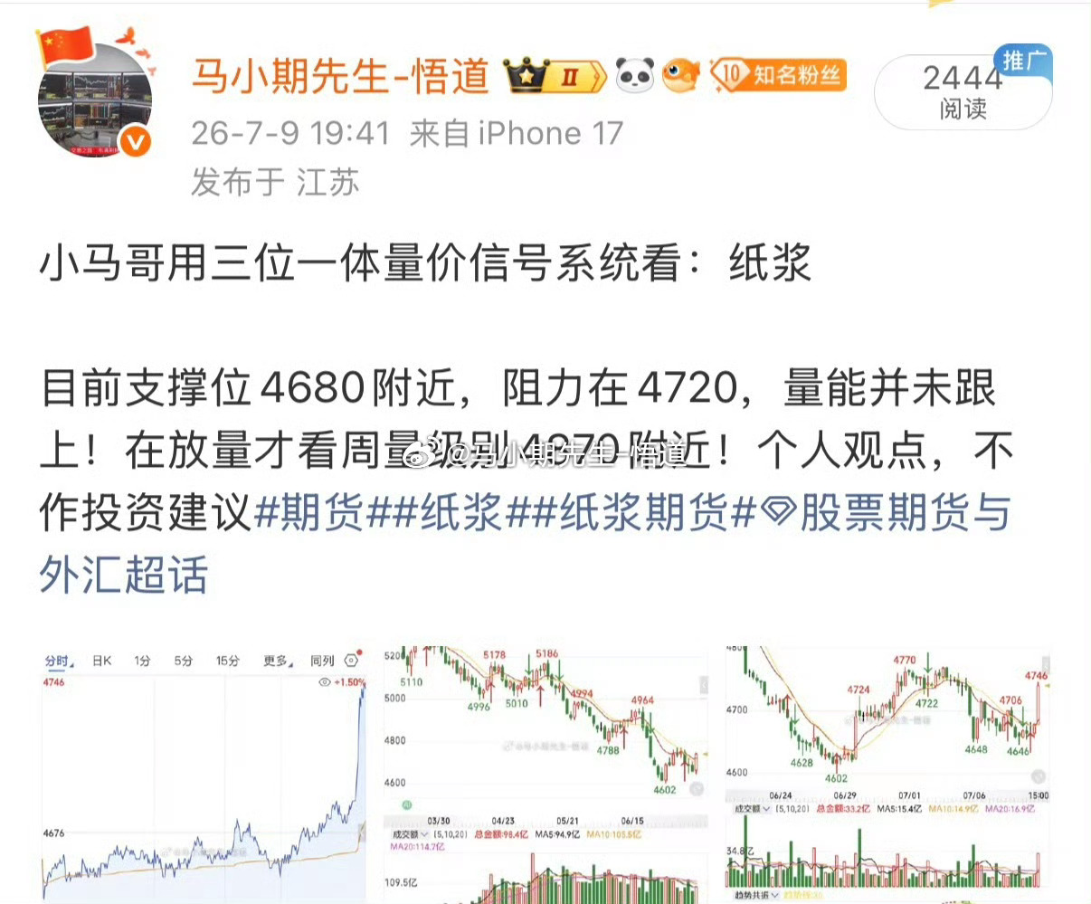 小马哥看纸浆：从一开始就看到4870附近现在高点就是4872小马哥独家分享：这轮